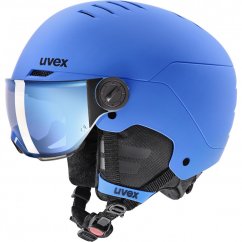 lyžařská helma uvex rocket jr visor blue mat