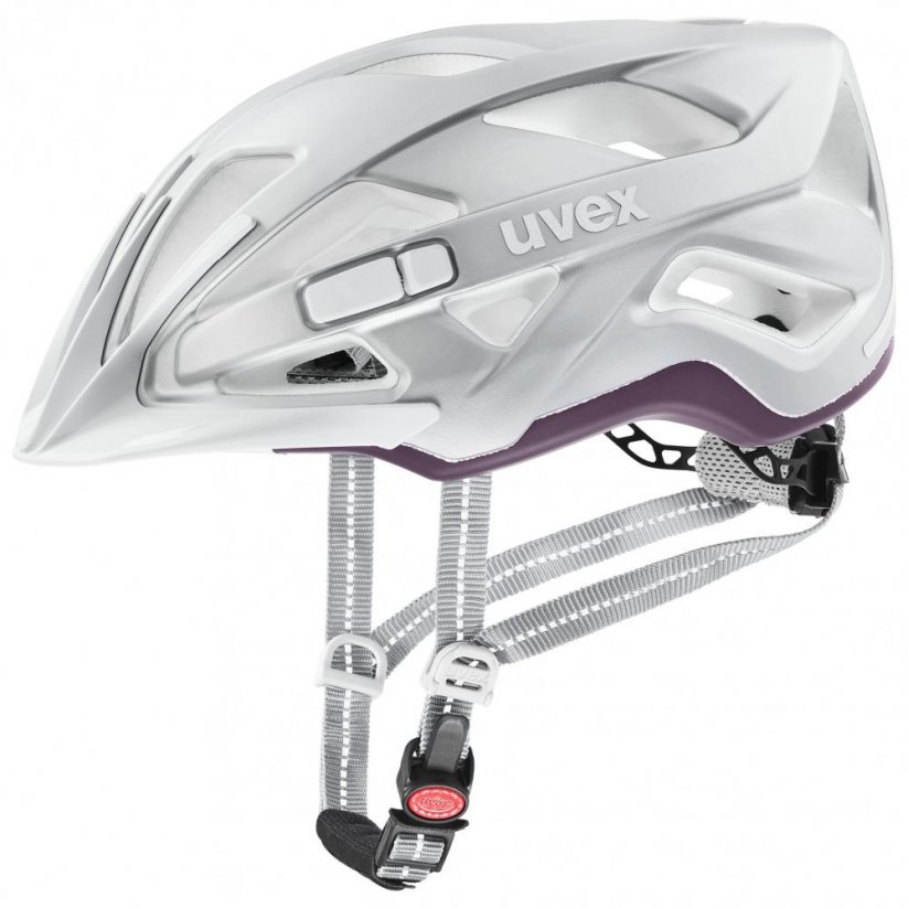 cyklistická helma uvex city active silver plum mat